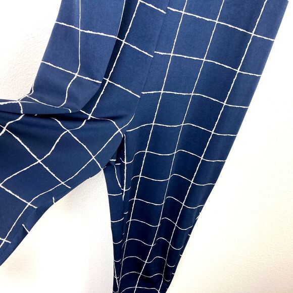 Lilac Clothing Women's Jumpsuit With Tie Waist Size XL Blue Windowpane Stretch - Picture 3 of 9